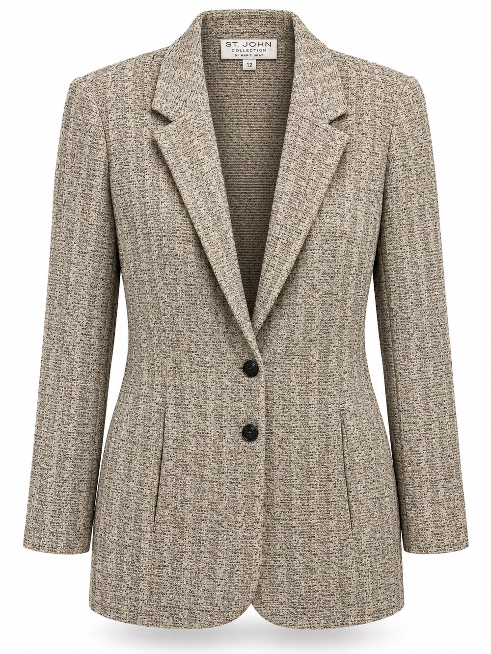 St. John Textured Taupe Knit Blazer